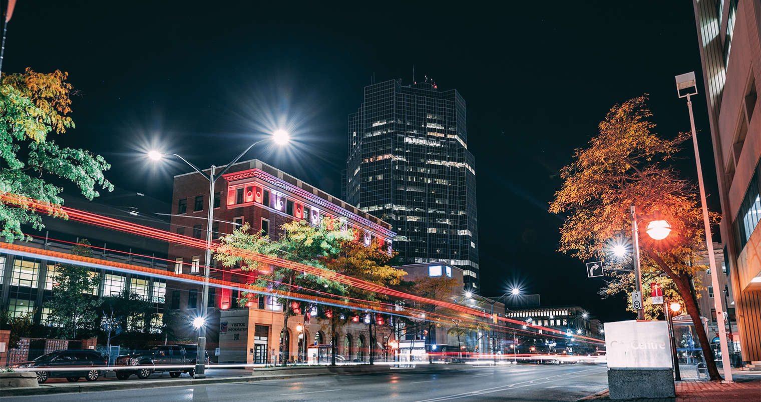 City skyline at night