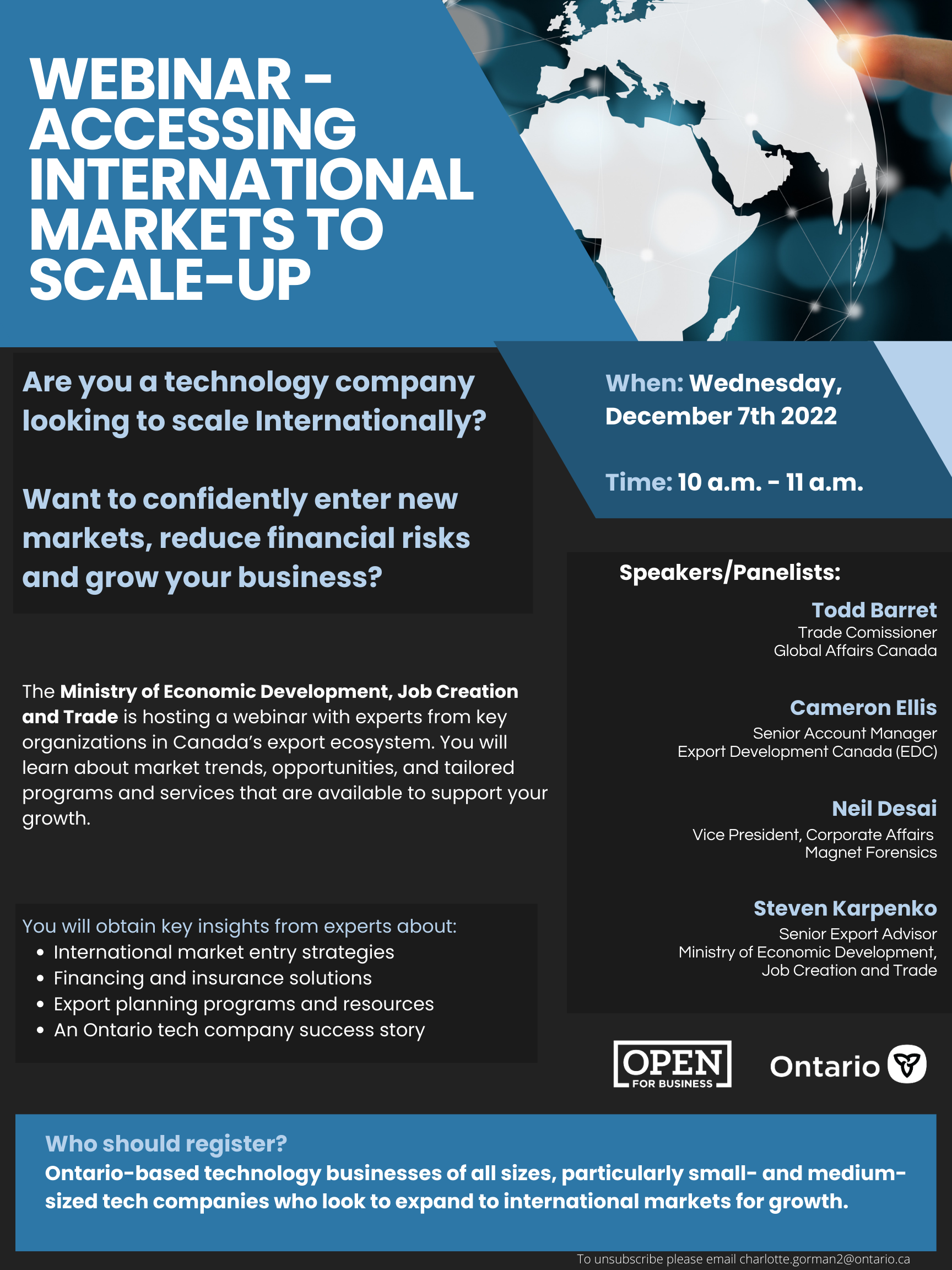 Accessing International Markets to Scale-up Webinar