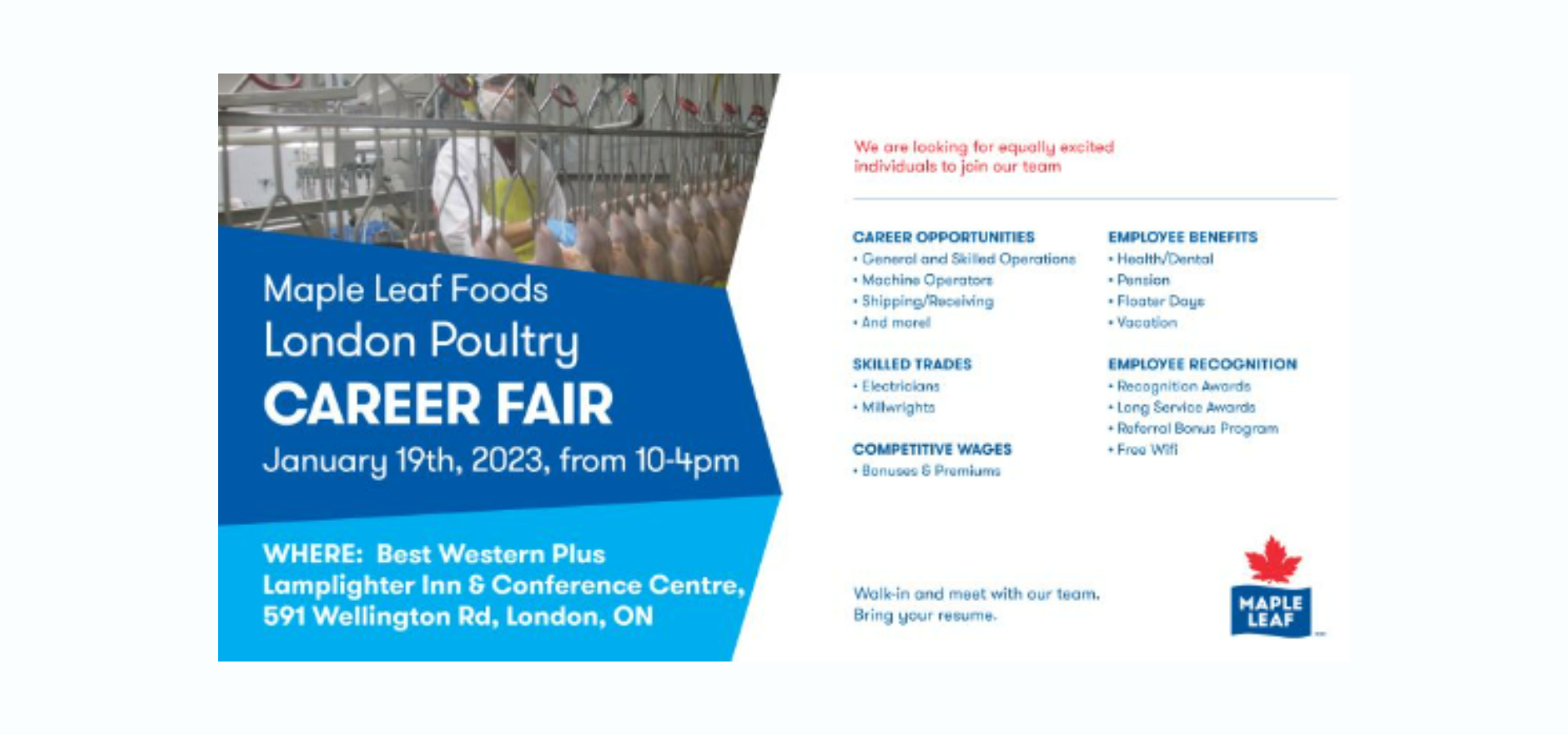 Maple Leaf Foods Career Fair  London Economic Development Corporation