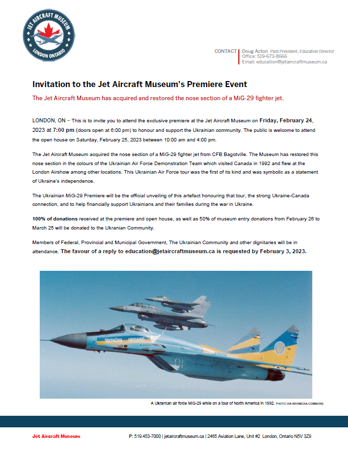 Jet Aircraft Museum Invitation