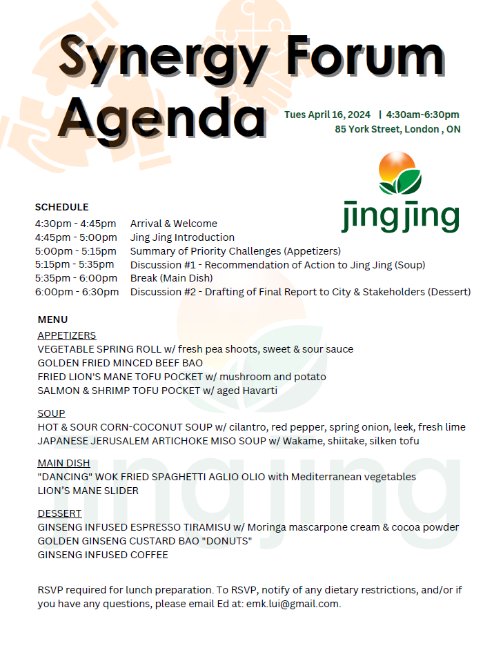 Jing Jing event agenda