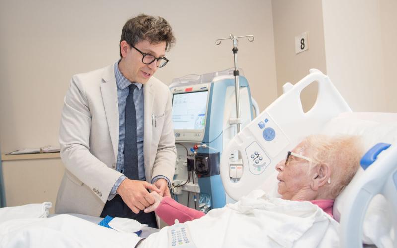 Dr. Pavel Roshanov, nephrologist and professor at the Schulich School of Medicine & Dentistry, with Norma Kameka, a patient participating in the clinical trial. (London Health Sciences Centre Research Institute)