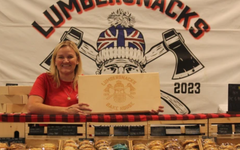 Rebecca Billir, the owner of Lumbersnacks Bakehouse, displays more than a dozen New York-style cookies at the Western Fair on Saturday, Sept. 6, 2025. (Dale Carruthers/The London Free Press)