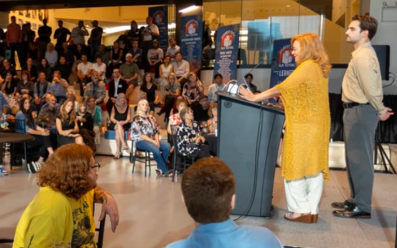 Dorothy Downs, founder and executive director of the Forest City Film Festival, speaks during the announcement of this year’s lineup at Museum London. Photograph taken on Thursday, Sept. 18, 2025. (Mike Hensen/The London Free Press)