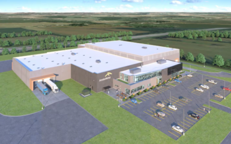 A rendering of the ArcelorMittal Tailored Blanks facility being built in Ingersoll, Ont. (Source: AMTB)