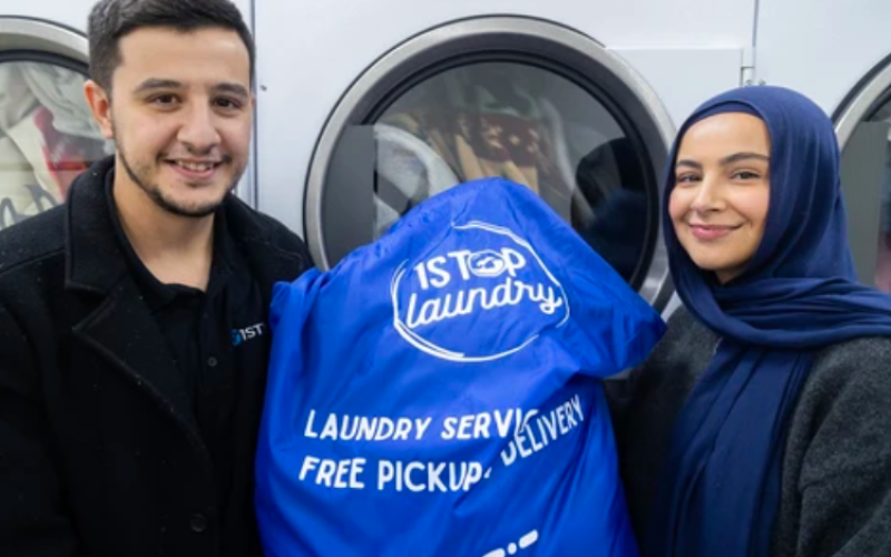 Siblings Rami and Mona Aboushamalah own London-based 1Stop Laundry. Photo taken in London on Sunday November 9, 2025. (Mike Hensen/The London Free Press)