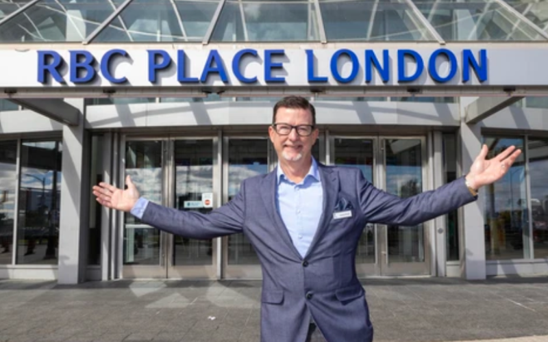 Darrin Pollard, chief executive of RBC Place London, is shown outside the downtown convention centre on Monday, Oct. 7, 2024. (Derek Ruttan/The London Free Press)