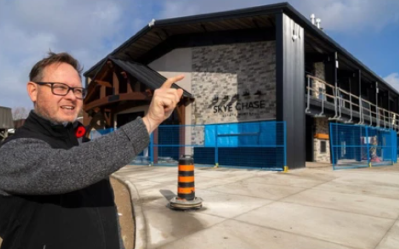 Russ Press, general manager of Skye Chase Estate Winery on Fruit Ridge Line in St. Thomas, describes the views visitors can expect from the 5,000-square-foot building they're constructing. Photo taken on Monday Nov. 10, 2025. Mike Hensen/The London Free Press