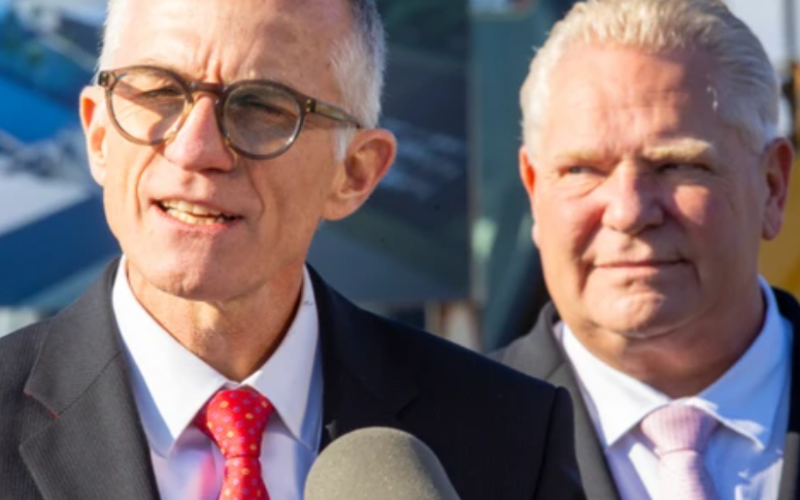 Vianode CEO Burkhard Straube is shown alongside Premier Doug Ford as the Norwegian firm detailed plans for a $3.2-billion plant in St. Thomas on Nov. 20, 2025. Mike Hensen/The London Free Press