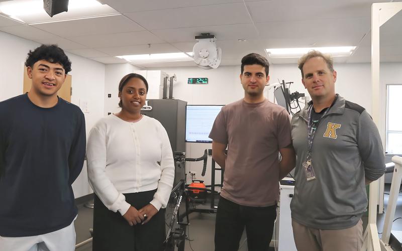 A Western research team including (L to R) kinesiology master's students Antonio Mendes and Denait Haile, PhD candidate Nasimi Guluzade and professor Matthew Heath, are investigating a technique called intermittent hypoxia. (Western Communications)