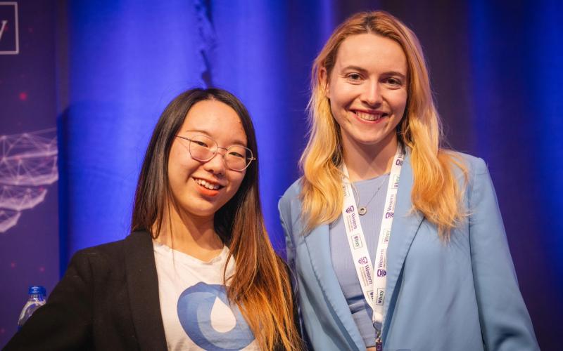 The Regenerator program offers four core modules – impact, circularity, carbon and regeneration – to help entrepreneurs gain practical tools for building viable, climate-ready businesses. Xatoms co-founder Shirley Zhong (left), pictured with co-founder Diana Virgovicova, is part of the program's first cohort. (Ivey Communications)