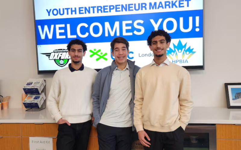 From left to right: Albara Aziz, Yusef Moustapha and Sohaib Aziz organized a youth-led vendors market to allow young teens like themselves to have a platform to showcase their businesses and grow as entrepreneurs. (Submitted by Yusef Moustapha)
