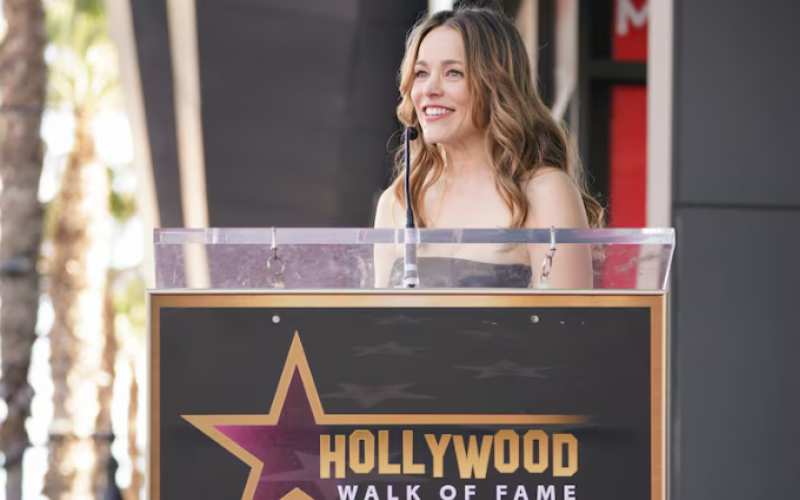 Rachel McAdams speaks during a ceremony honouring her with a star on the Hollywood Walk of Fame on Tuesday, in Los Angeles. (Jordan Strauss/Invision/The Associated Press)