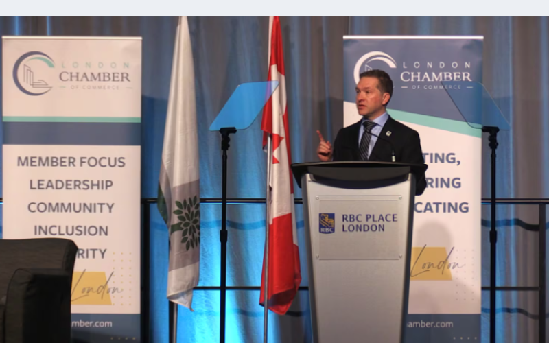 London, Ont. Mayor Josh Morgan delivers his State of the City Address on Jan. 23, 2025. (File)