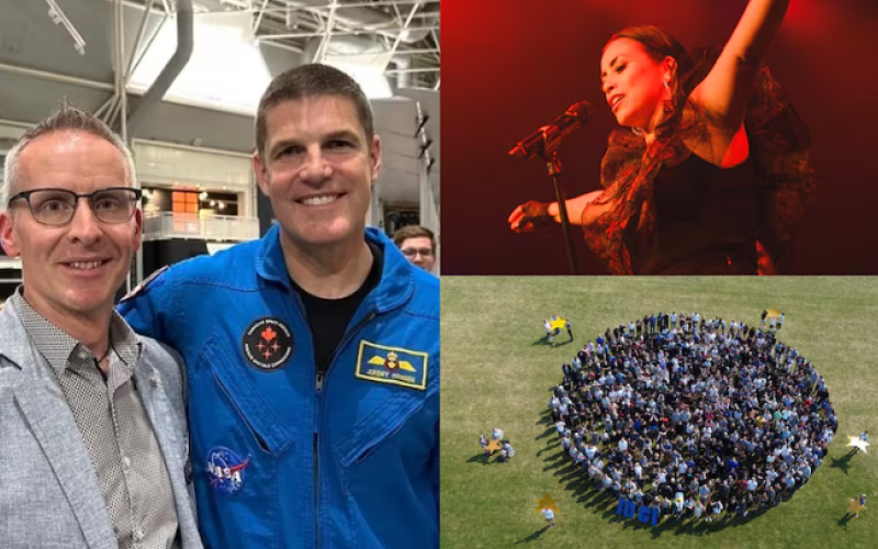 Clockwise: A Western professor (and only Canadian on the science team for Artemis III) is travelling to Florida for the Artemis II launch, a London-based musician dedicated a song to astronaut Jeremy Hansen, and students at Hansen's old high school show their support. (Submitted by Gordon Osinski, Emm Gryner, and Phil Raven.)