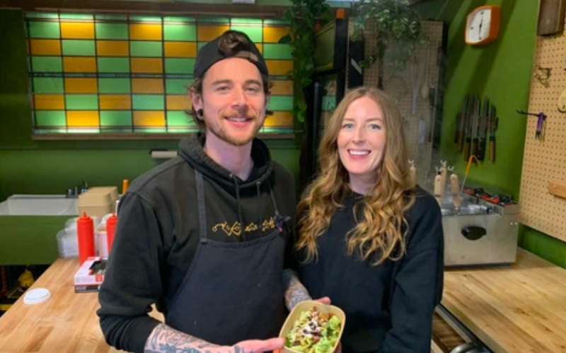 Pasta Sosta owners Josh Ward and Laura Hespeler at their shop in Trails End Farmers Market. Photo taken on Saturday, April 4, 2026. (Brian Williams/The London Free Press)