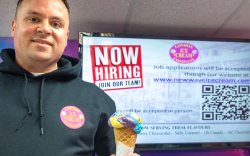 Devan Dwyer of the London Ice Cream Co. is looking to hire about 15 workers as production ramps up in London. Photo taken on Monday, April 20, 2026. (Mike Hensen/The London Free Press)