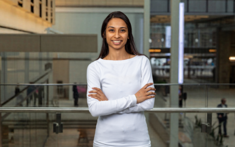 Pooja Viswanathan, a professor of electrical and computer engineering, is developing a “smart walker” using AI for people with mobility impairments after seeing the challenges with current devices. (Jacklyn Atlas)