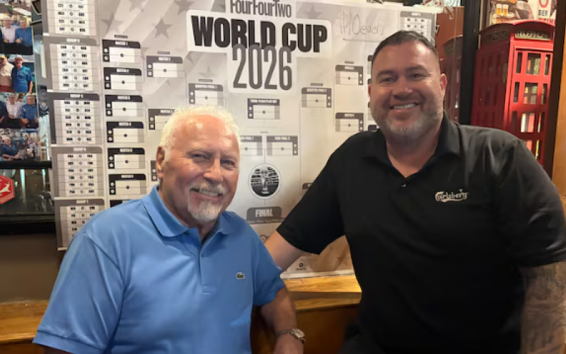 Billy Thomson Sr. and Billy Thomson Jr. of The Scots Corner in London, Ont. are ready for a busy six weeks with soccer fans getting World Cup fever. (Brent Lale/CTV News London)