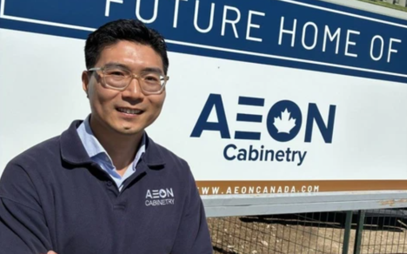 Jason Zang, owner of Aeon Cabinetry, was photographed at the groundbreaking of a new $20-million factory on Innovation Drive in London on Tuesday, June 23, 2026. (Norman De Bono/The London Free Press)