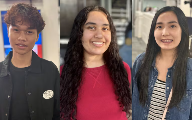 Angelo Placido, Esha Gill and Lina Hout are among the 2026 Schulich Leader Scholarship winners. (Travis Dolynny/CBC News, Kincardine District Senior School/ Facebook)