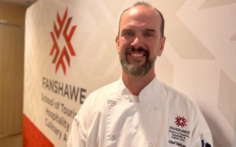 Troy Spicer is a chef, professor and program coordinator of Professional Butchery Techniques and Cook Apprentice Program at Fanshawe College. (Travis Dolynny/CBC)