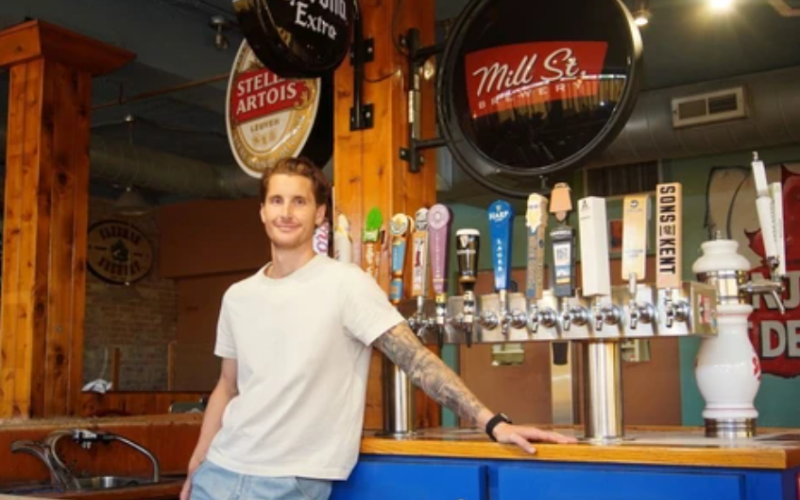 Russell Williams, who bought the former J Dee's Market Grill, stands behind the bar. Photo taken in London on Tuesday, June 30, 2026. (Matthew Daldalian/The London Free Press)