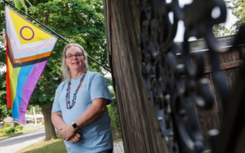 Robyn Hodgson, president of London Pride, poses for a photo in London on Friday, July 3, 2026. (Geoff Robins/The London Free Press)