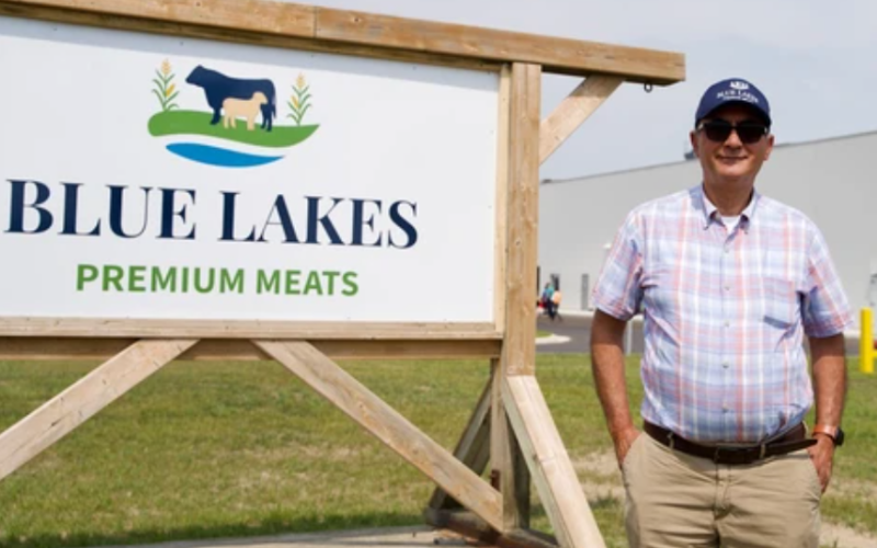 Yaser Alqayem, chief executive of Blue Lakes Premium Meats in Parkhill, stands outside the company’s new $30-million facility on Wednesday, July 15. (Jonathan Juha/The London Free Press)