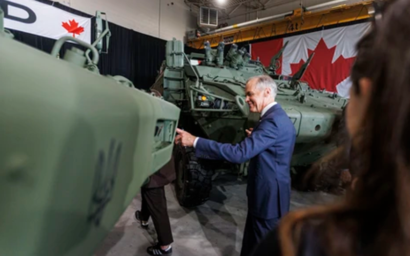 Dave Haggerty, vice-president and general manager of General Dynamics Land Systems-Canada, speaks at a news conference during the CANSEC defence trade show at the Cohere Centre in Ottawa on May 28, 2026. (Hyungcheol Park/Postmedia Network)