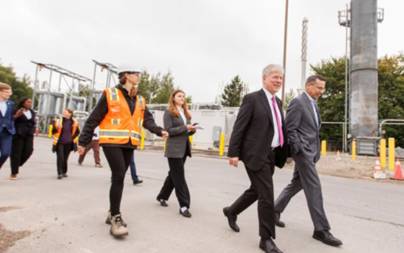 Tim Hodgson, Canada's energy and natural resources minister, and Generate Upcycle President and CEO Bill Caesar tour the company’s anaerobic digester and biogas plant in London on Monday, Aug. 24, 2026. Geoff Robins/The London Free Press