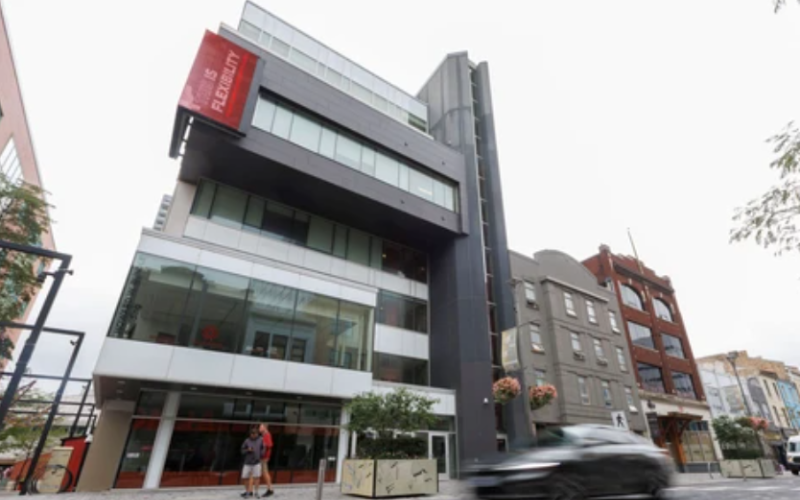 A car drives past 137 Dundas Street, part of Fanshawe College’s downtown campus in London. The building will soon be home to Western University's legal clinic. Photo taken on Monday, August 24, 2026. (Geoff Robins/The London Free Press)