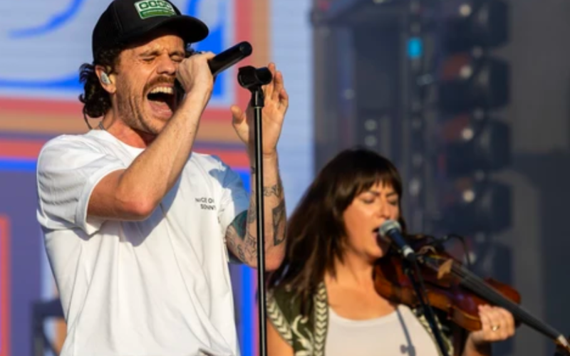 Jimmy Chauveau of the Strumbellas sings during their performance at Rock the Runway, held at London International Airport on Sept. 12, 2025. (Free Press files)