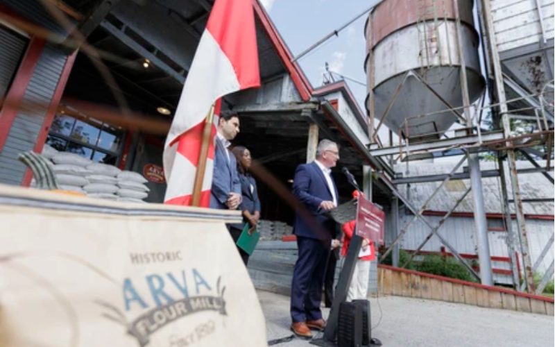 Heath MacDonald, Canada’s minister of Agriculture and Agri-Food, speaks during an announcement at Arva Flour Mill in Arva on Monday, Sept. 14, 2026. (Geoff Robins/The London Free Press)