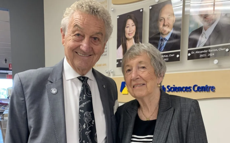 Andy Spriet, left, and Helen Spriet pose at University Hospital in London on Friday, Sept. 25, 2026. The couple donated $1 million to the London Health Sciences Foundation to support LHSC’s cardiac program. (Brian Williams/The London Free Press)