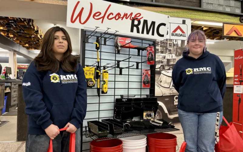 Regina Mundi Catholic College Grade 12 students Natalie Lima Cubias, left, and Gabriella Zettler-Soares pose at Copp’s Buildall, 45 York St., in London on Tuesday, Sept. 29, 2026. (Ryan Goodison/The London Free Press)