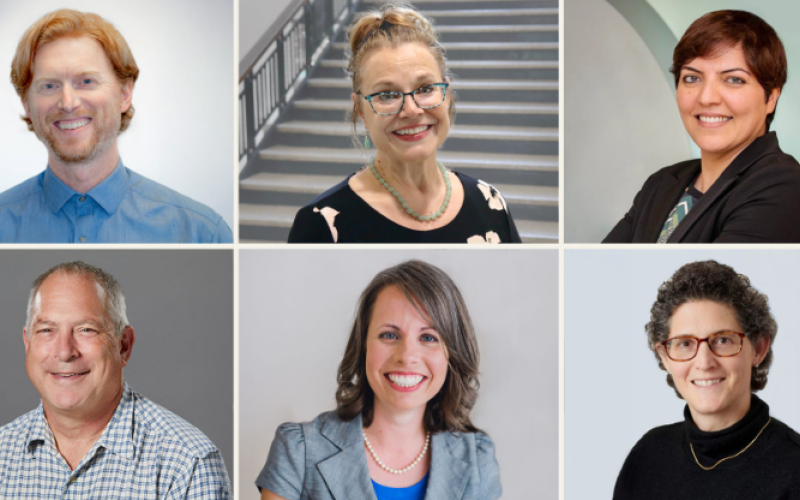Recipients of the 2026 Western Research Excellence Awards are (top, L-R) adam bell, Marlys Koschinsky, Yalda Mohsenzadeh, (lower) Jamie Noël, Danielle Sirek and Nadine Wathen. The annual awards recognize outstanding Western University faculty members whose work brings tangible benefits locally and around the world. (Image design: Colleen MacDonald/Western News)