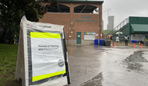 High spirits despite rainy weather at Labatt Park for filming of baseball movie