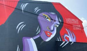 One of Canada's rising stars in the art world paints her latest work on a garage wall in London, Ont.